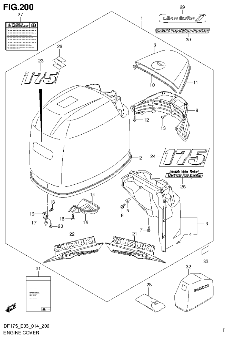 Suzuki DF175ZG ENGINE COVER (FOR 0EP) (DF175ZG E03) parts diagram